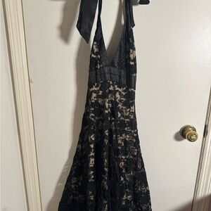 Forever 21 Black and Cream Lace Backless Dress